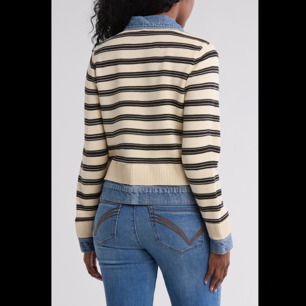 Democracy Striped Mixed Media Jacket - Size XL - Picture 2 of 10